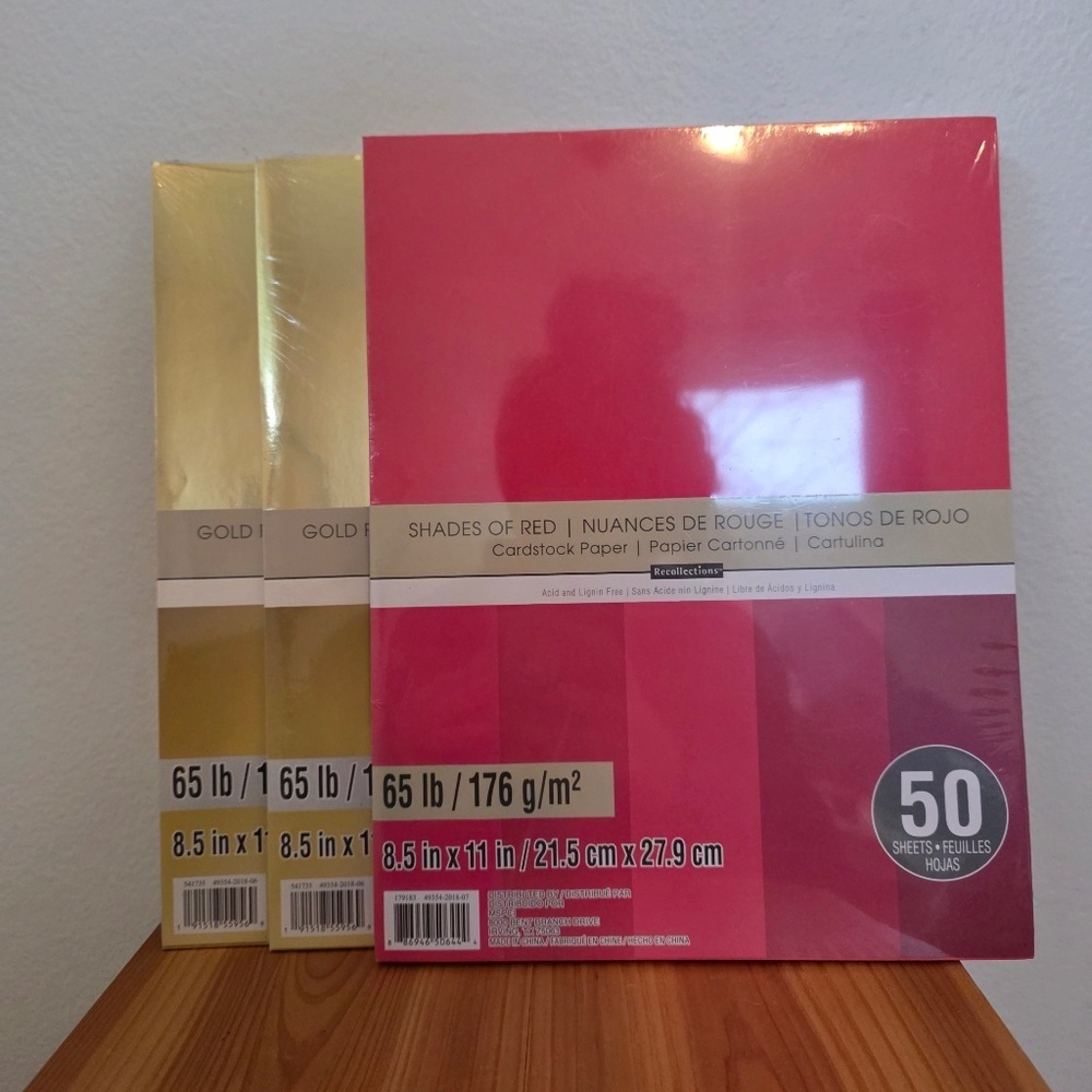 Recollections 8.5" x 11" Red and Gold Cardstock Paper - Unopened